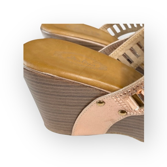 Italina ☻︎ Sparkly Baguette Crystal Wedge Heeled Sandals ☻︎ Rose Gold ☻︎ 7.5M - Picture 8 of 16